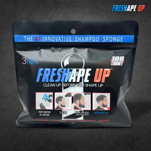 Freshape Up Gift Set – Barber Shampoo Infused Sponge for Hairlines with 16.9oz Refillable Spray Bottle & Sponge Dispenser Holder