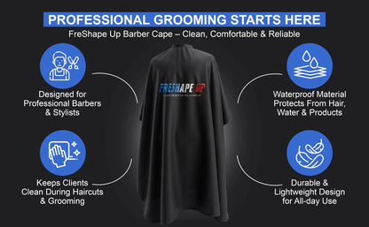 Freshape Up Barber Cape – Professional Waterproof Haircutting Cape with Adjustable Snaps