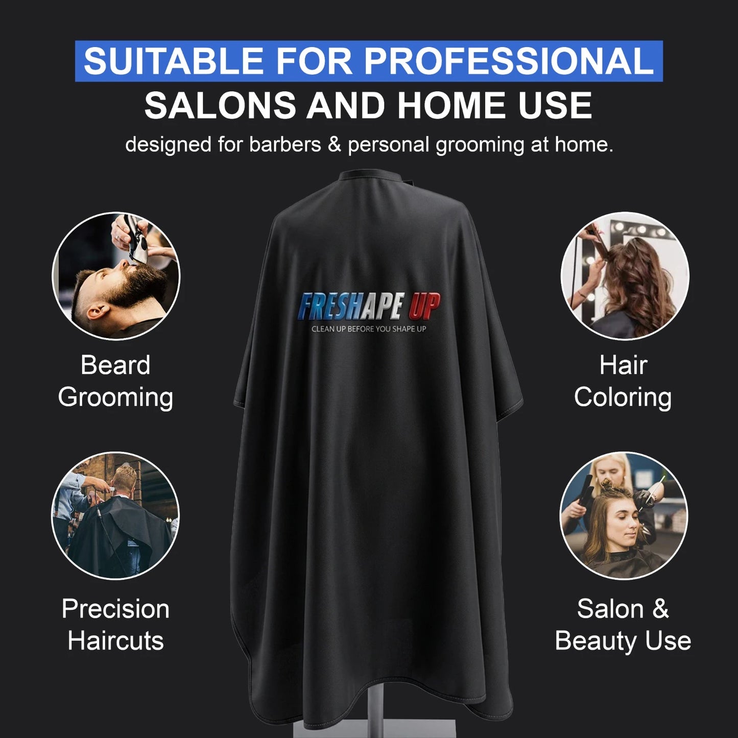 Freshape Up Barber Cape – Professional Waterproof Haircutting Cape with Adjustable Snaps