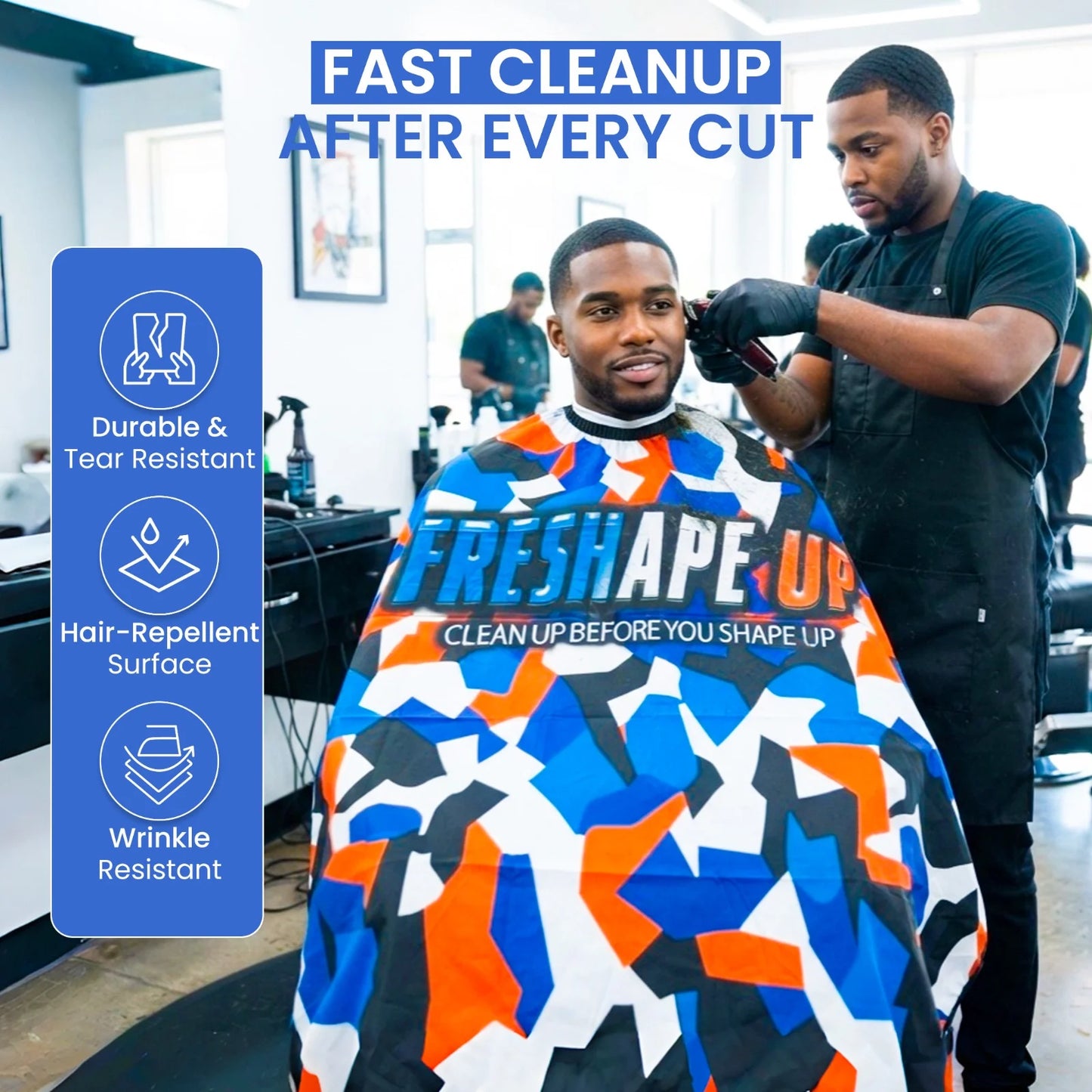 Freshape Up Barber Cape, Professional Hair Cutting Cape for Men Women Kids, 63 x 55 Inch Waterproof Salon Cape (Premium Capes)