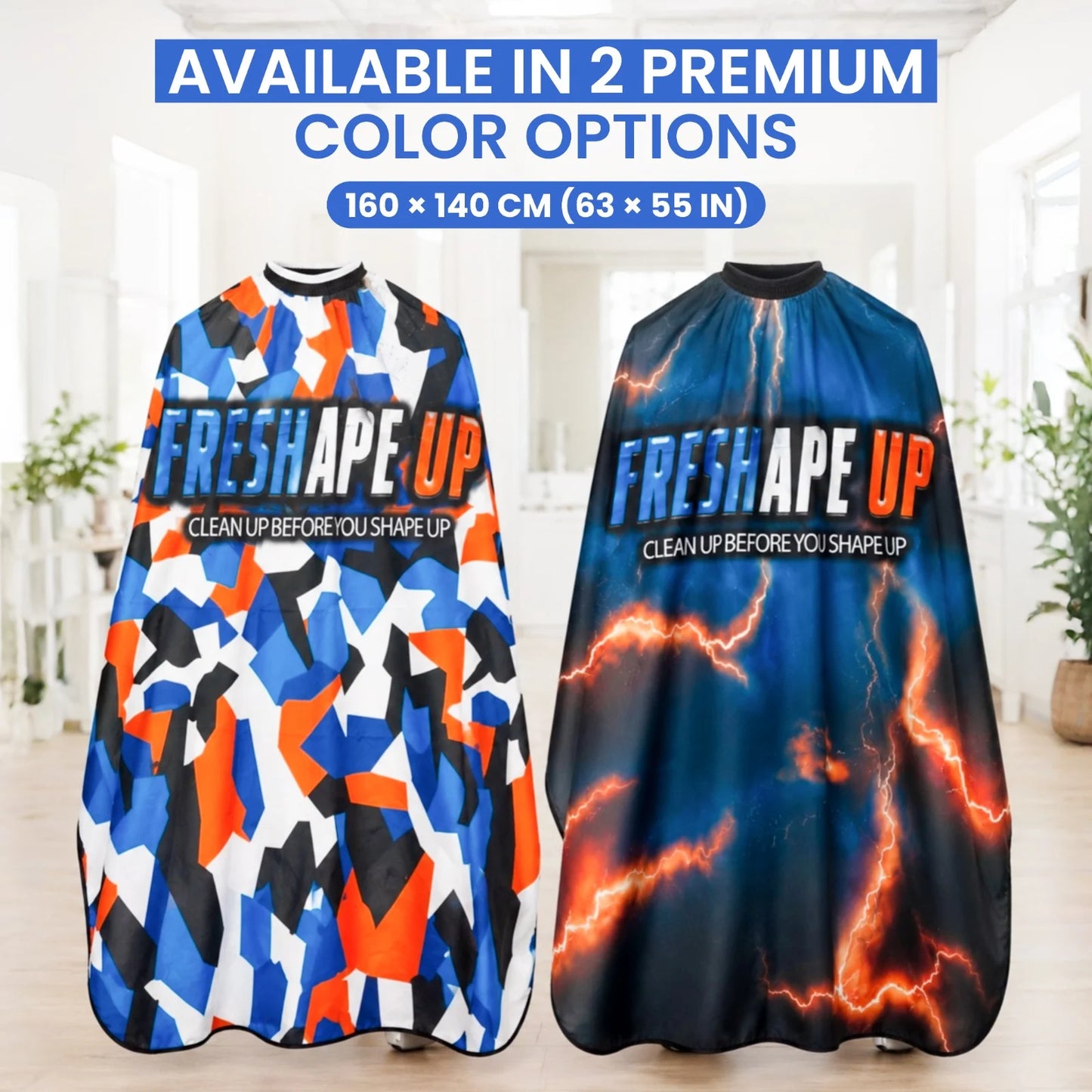 Freshape Up Barber Cape, Professional Hair Cutting Cape for Men Women Kids, 63 x 55 Inch Waterproof Salon Cape (Premium Capes)