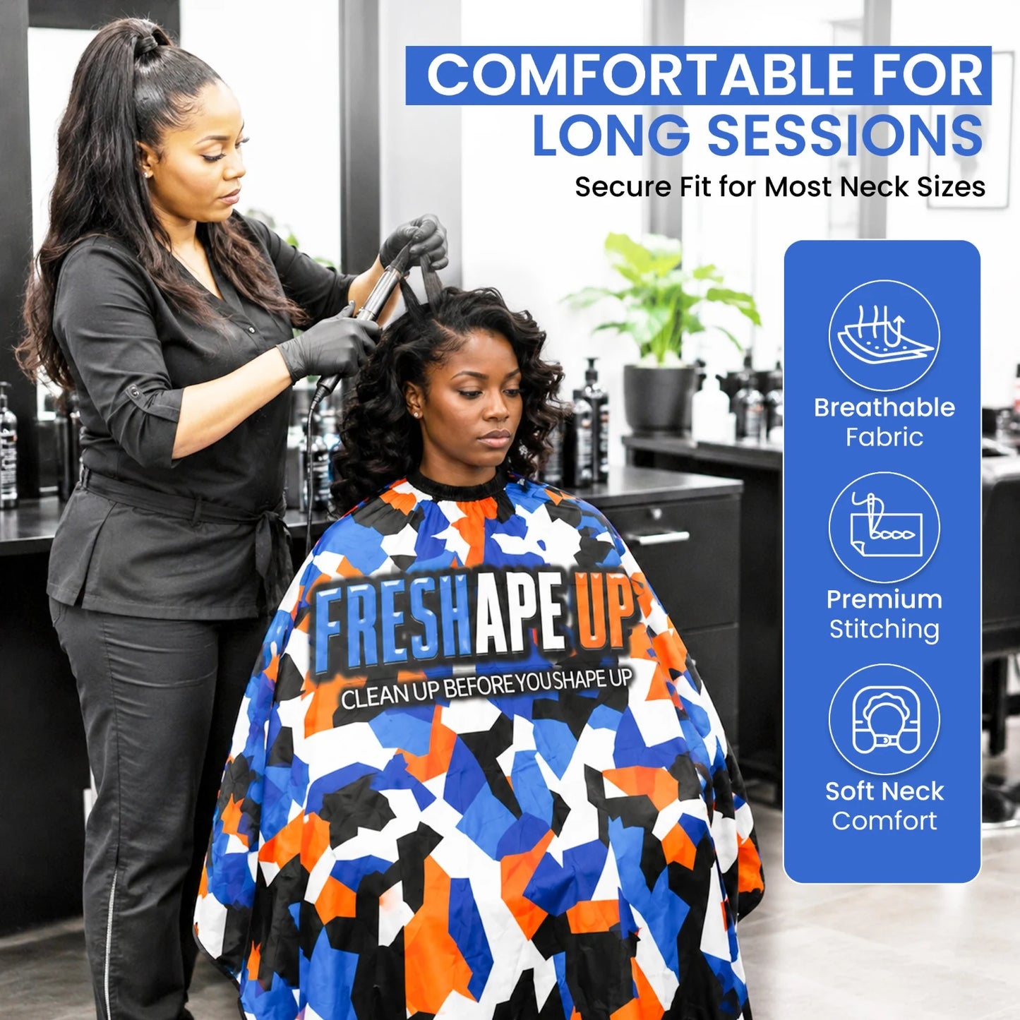 Freshape Up Barber Cape, Professional Hair Cutting Cape for Men Women Kids, 63 x 55 Inch Waterproof Salon Cape (Premium Capes)