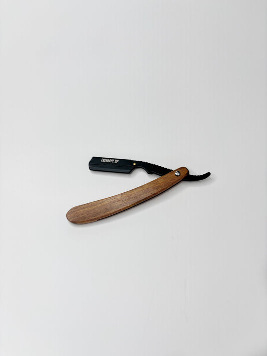 Freshape Up Professional Barber Wooden Straight Edge Razor for Men. Smooth Face and Beard Shaving. 100 Pack of Blades and 10 Pack of Freshape Up Sponges Included