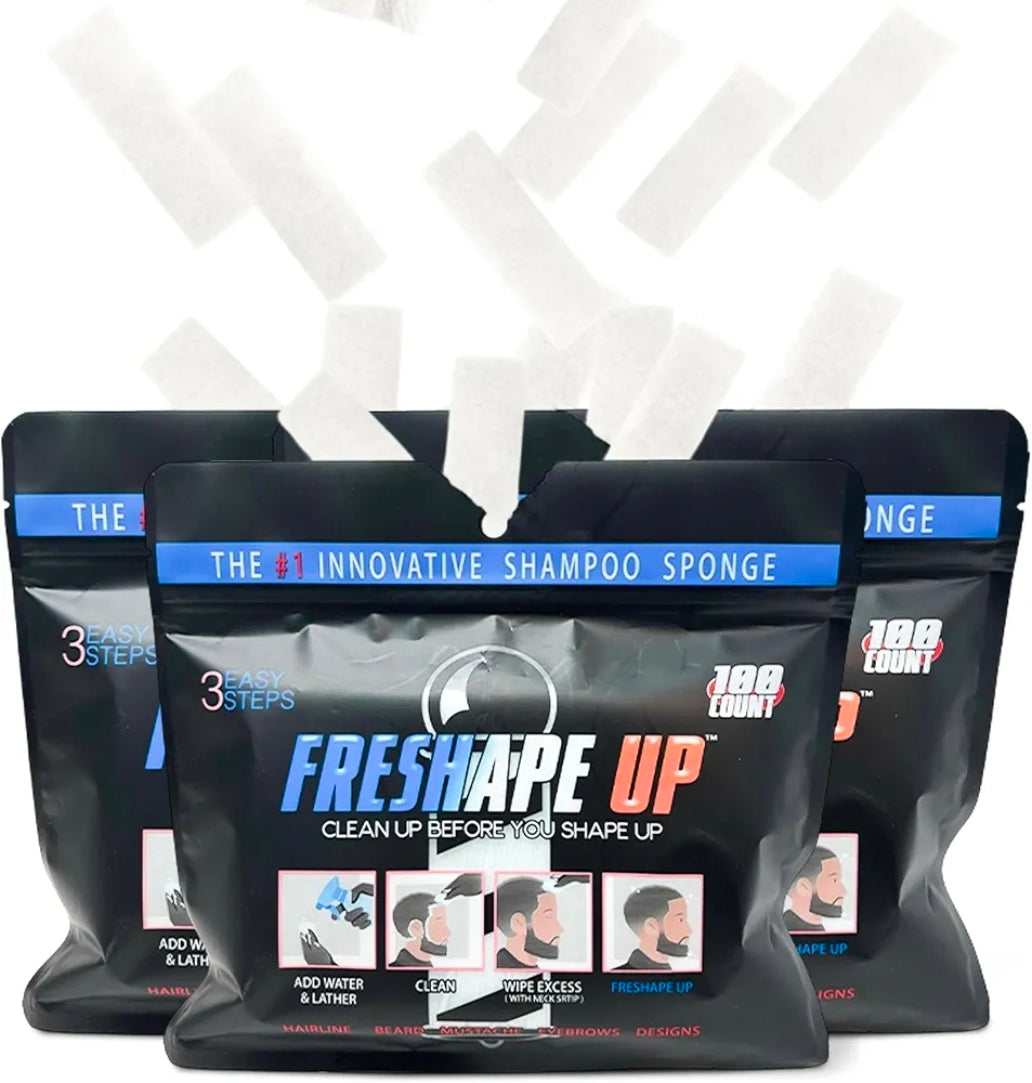 Freshape Up 100 Packs (Monthly Subscription) – Barber Shampoo Infused Sponges for Hairlines