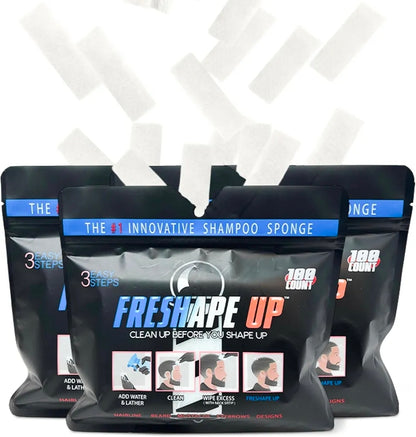 Freshape Up 100 Packs (Monthly Subscription) – Barber Shampoo Infused Sponges for Hairlines