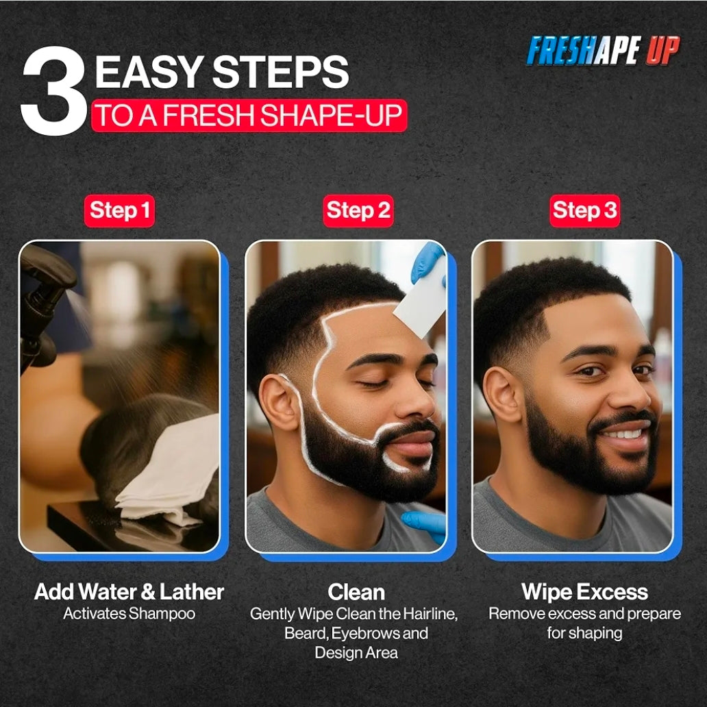 Freshape Up 100 Packs (Monthly Subscription) – Barber Shampoo Infused Sponges for Hairlines