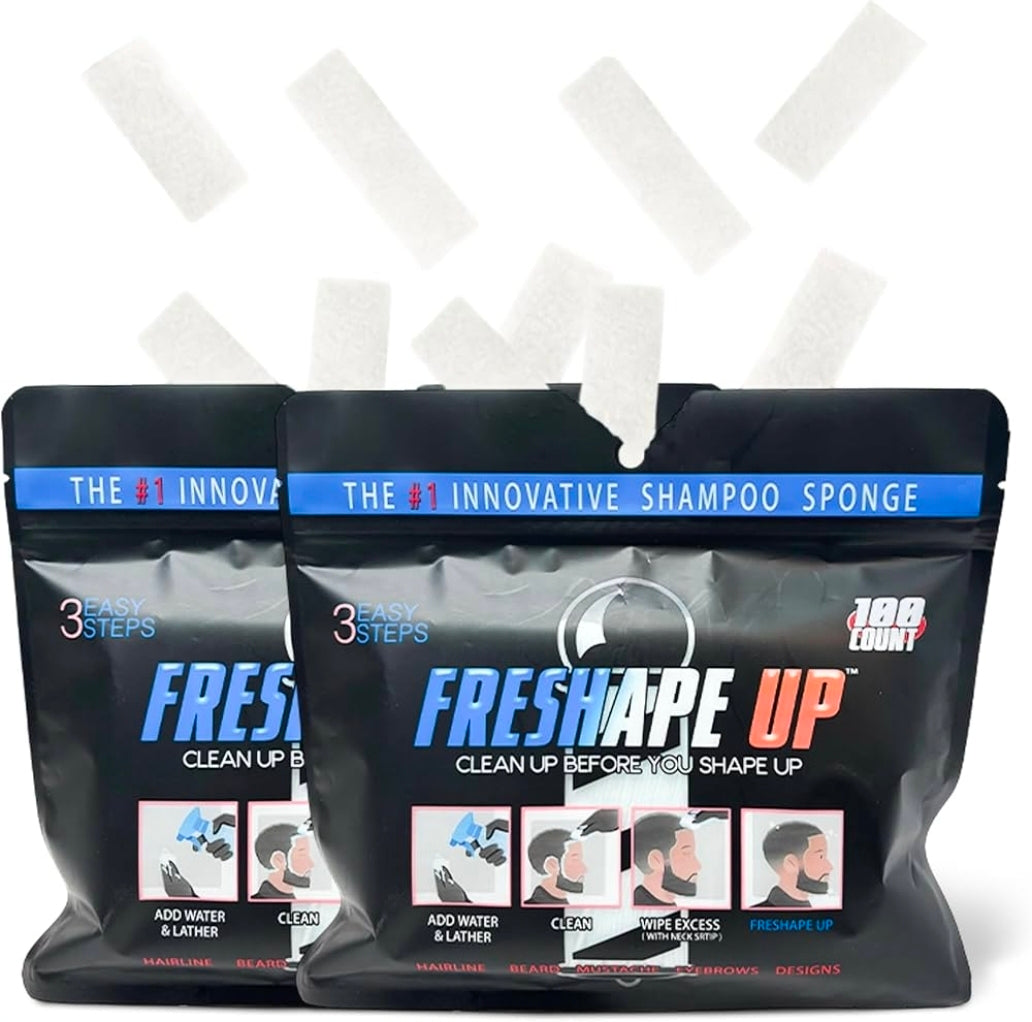 Freshape Up 100 Packs (Monthly Subscription) – Barber Shampoo Infused Sponges for Hairlines
